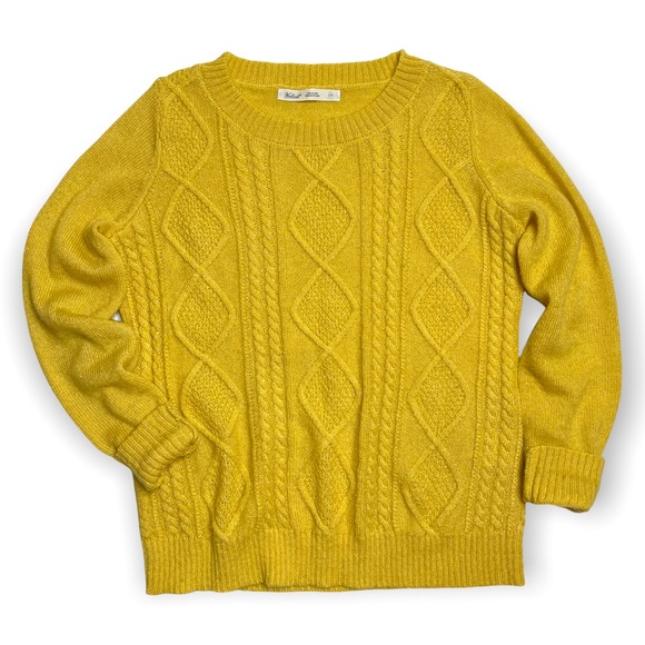 Woolrich Sweaters - Woolrich Cream Gold Mohair Blend Cable Knit Sweater Size Large